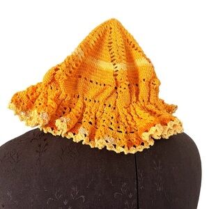 Handmade Vintage Orange Crochet Granny Hat